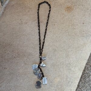 Gray Stone Drop Pendant Necklace - Women Jewelry
